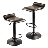 Paris Set of 2 Airlift Adjustable Swivel Stool with PU Leather Seat and Black Metal Base