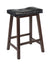 Mona 24" Cushion Saddle Seat Stool, Black Faux Leather, Wood Legs, RTA