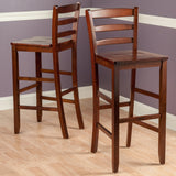 Benjamin 2-PC Ladder Back 30" Bar Stool Set Antique Walnut