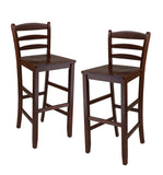 Benjamin 2-PC Ladder Back 30" Bar Stool Set Antique Walnut