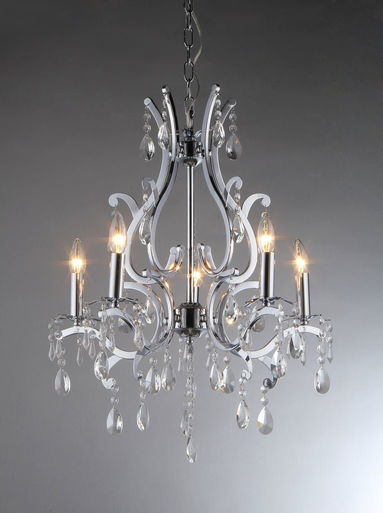 Fatima Crystal 5-light Chrome Chandelier