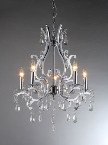 Fatima Crystal 5-light Chrome Chandelier