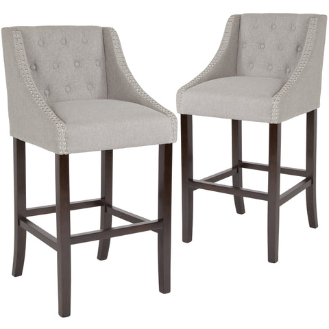 2 Pk. Carmel Series 30"" High Transitional Tufted Walnut Barstool with Accent Nail Trim