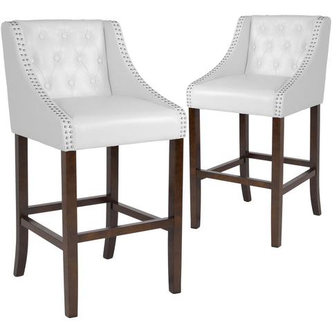 2 Pk. Carmel Series 30"" High Transitional Tufted Walnut Barstool with Accent Nail Trim