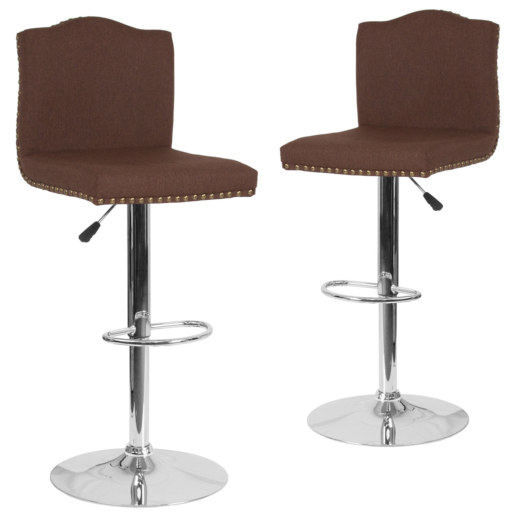 2 Pk. Bellagio Contemporary Adjustable Height Barstool with Accent Nail Trim