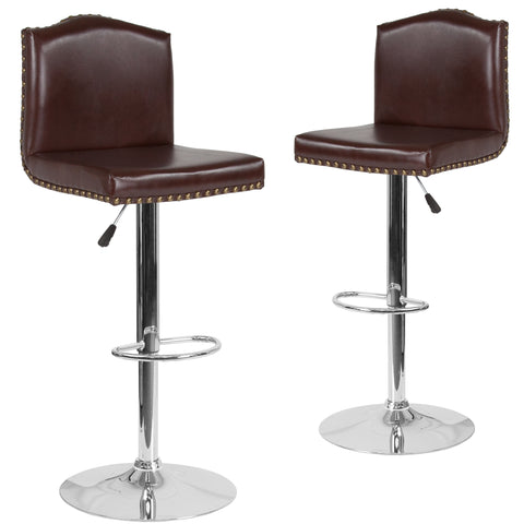 2 Pk. Bellagio Contemporary Adjustable Height Barstool with Accent Nail Trim