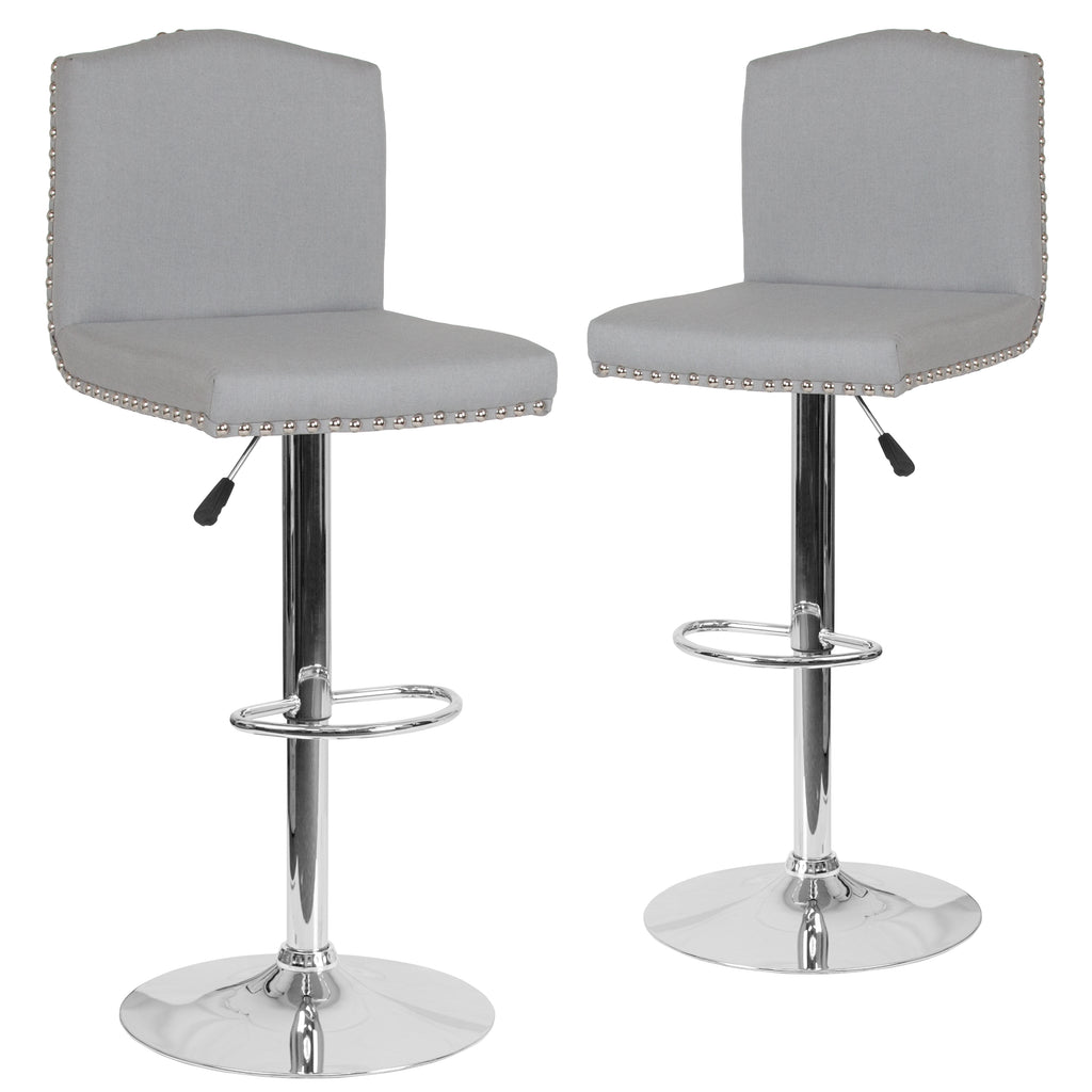 2 Pk. Bellagio Contemporary Adjustable Height Barstool with Accent Nail Trim