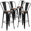 4 Pk. 30"" High Metal Barstool with Back and Wood Seat