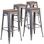 4 Pk. 30"" High Backless Metal Barstool with Square Wood Seat