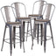 4 Pk. 30"" High Barstool with Back and Wood Seat