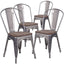 4 Pk. Metal Stackable Chair with Wood Seat