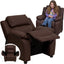 Deluxe Padded Contemporary Kids Recliner with Storage Arms