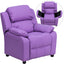Deluxe Padded Contemporary Kids Recliner with Storage Arms