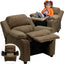Deluxe Padded Contemporary Kids Recliner with Storage Arms