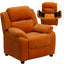 Deluxe Padded Contemporary Kids Recliner with Storage Arms