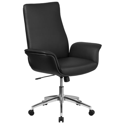 Mid-Back Leather Executive Executive Swivel Chair with Flared Arms