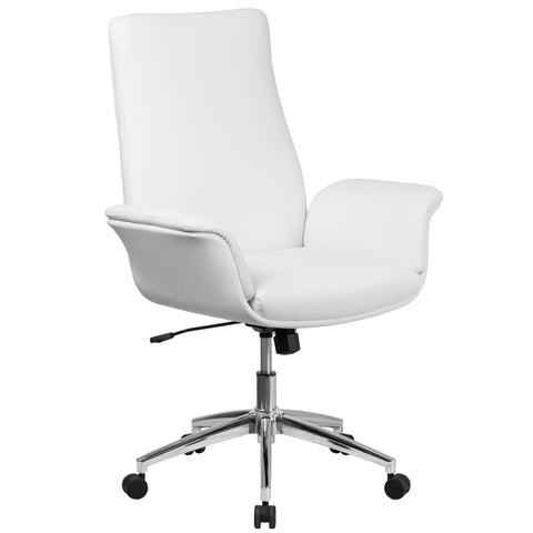 Mid-Back Leather Executive Executive Swivel Chair with Flared Arms
