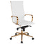 High Back Ribbed Leather Executive Swivel Chair with Knee-Tilt Control and Arms