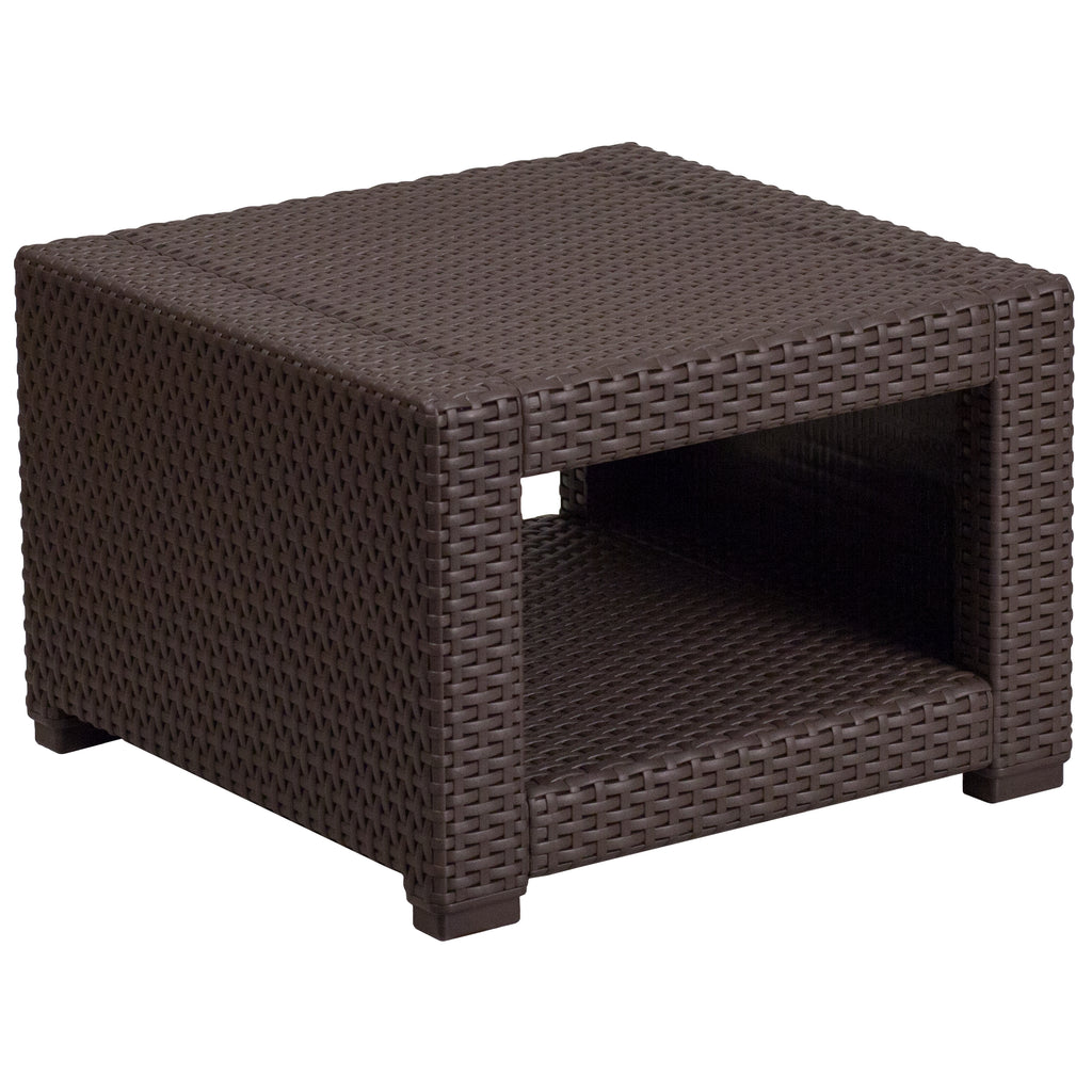 Faux Rattan End Table