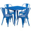 31.5'' Square Metal Indoor-Outdoor Table Set with 4 Stack Chairs