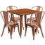 31.5'' Square Metal Indoor-Outdoor Table Set with 4 Stack Chairs