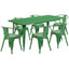 31.5'' x 63'' Rectangular Metal Indoor-Outdoor Table Set with 6 Arm Chairs