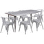 31.5'' x 63'' Rectangular Metal Indoor-Outdoor Table Set with 6 Arm Chairs