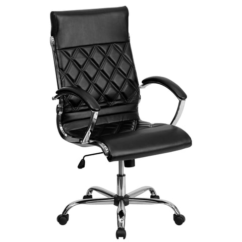 High Back Designer Leather Executive Swivel Office Chair with Chrome Base
