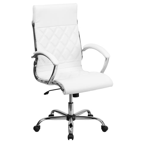 High Back Designer Leather Executive Swivel Office Chair with Chrome Base