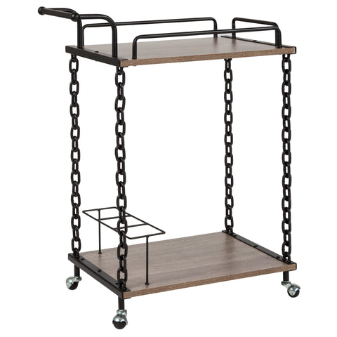 Uptown Wood and Industrial Iron Kitchen Serving and Bar Cart