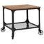 Grant Park Wood Grain and Industrial Iron Kitchen Serving and Bar Cart