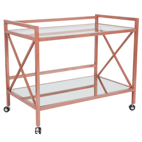 Glenwood Park Glass Kitchen Serving and Bar Cart