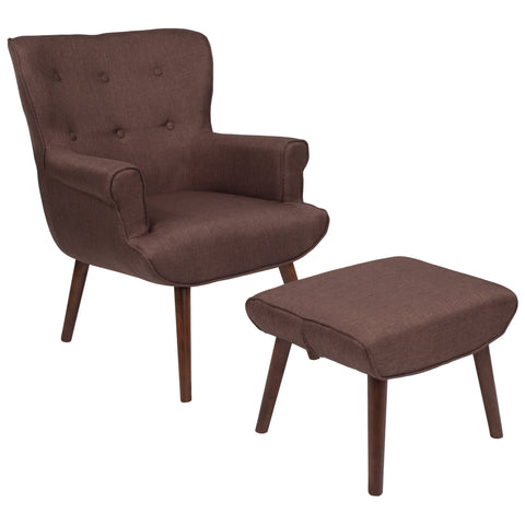 Bayton Upholstered Wingback Chair with Ottoman