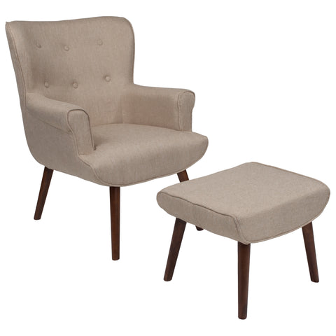 Bayton Upholstered Wingback Chair with Ottoman