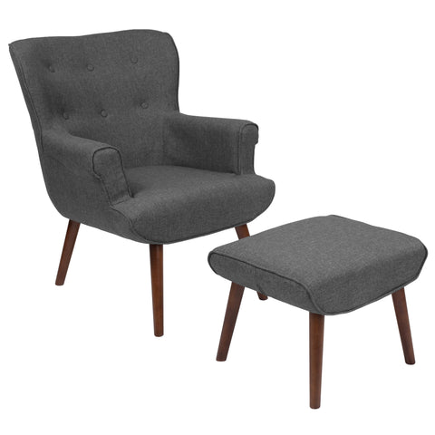 Bayton Upholstered Wingback Chair with Ottoman