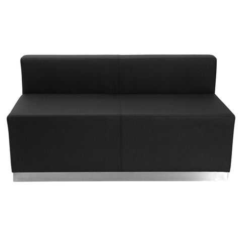 HERCULES Alon Series Leather Loveseat with Brushed Stainless Steel Base