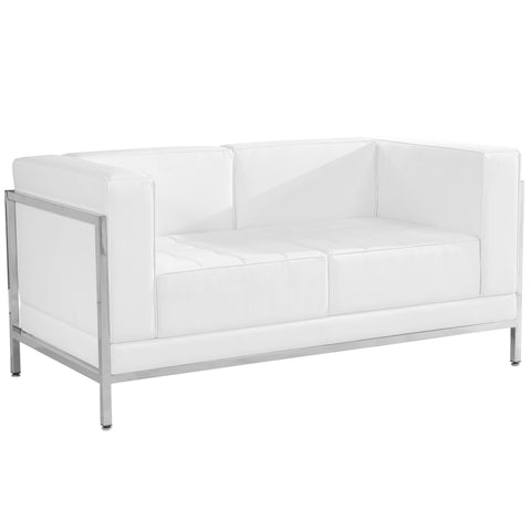 HERCULES Imagination Series Contemporary Leather Loveseat with Encasing Frame