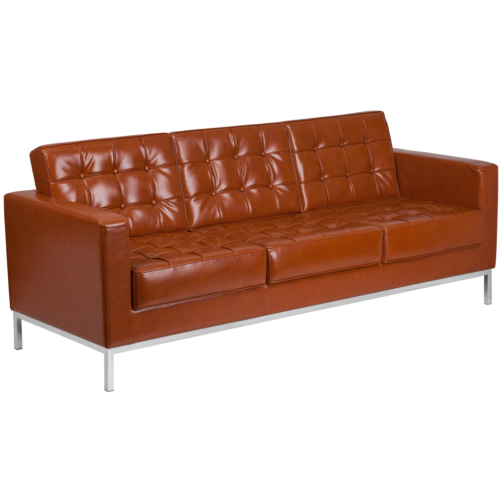 HERCULES Lacey Series Contemporary Leather Sofa with Stainless Steel Frame