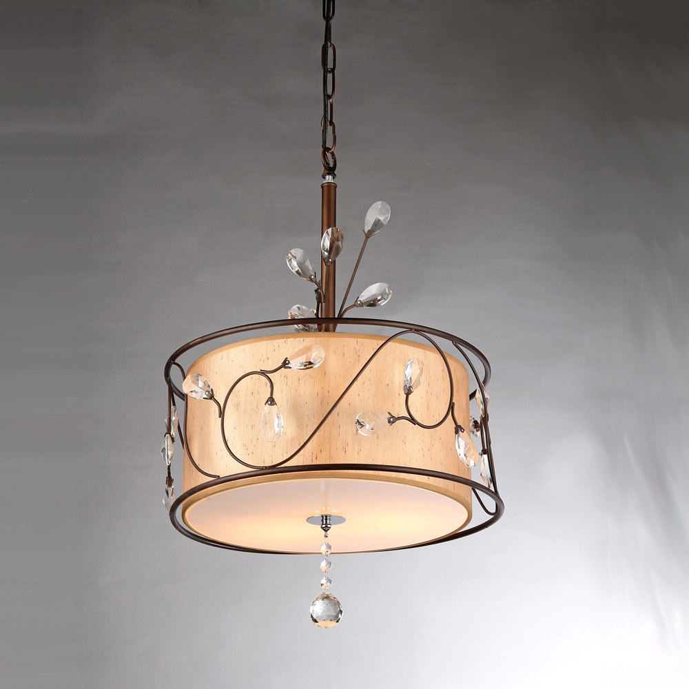 Amelia Bronzetone and Round Fabric Shade Chandelier