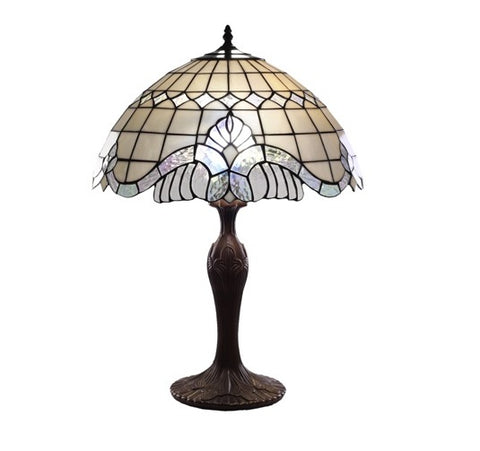 Tiffany-style Pearl White Baroque Table Lamp