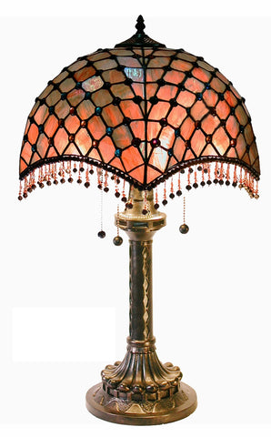 Tiffany-style Amber Beaded Table Lamp