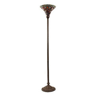 Tiffany-style Vintage Star Torchiere Lamp: Tiffany-style Red Torchiere