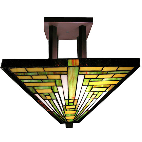 Tiffany-style Frank Lloyd Wright Mission Ceiling Lamp