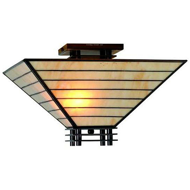 Tiffany-style Mission Semi-flush Ceiling Fixture