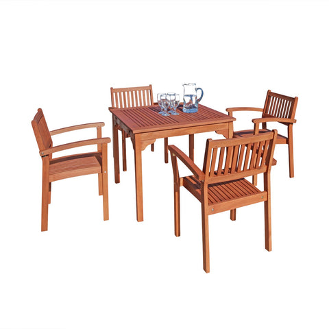 5-Piece Outdoor Eucalyptus Wood Dining Set