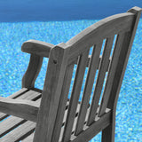 Renaissance Hand-scraped Hardwood Acacia Slatted Back and Seat Outdoor Arm Chair