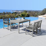 Renaissance Eco-friendly 5-piece Outdoor Hand-scraped Hardwood Hardwood Dining Set with Rectangle Table and Arm Chairs