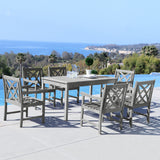 Renaissance Eco-friendly 7-piece Outdoor Hand-scraped Hardwood Hardwood Dining Set with Rectangle Table and Arm Chairs