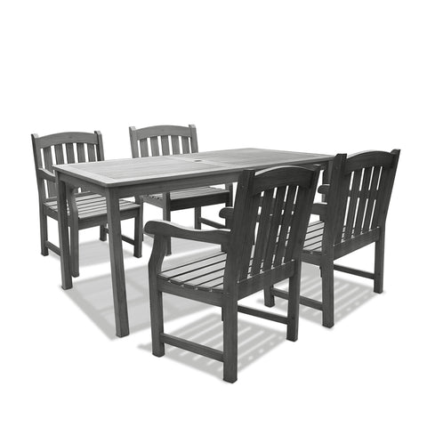 Renaissance Rectangular Table & Arm ChairOutdoor Hand-scraped Hardwood Hardwood Dining Set 4