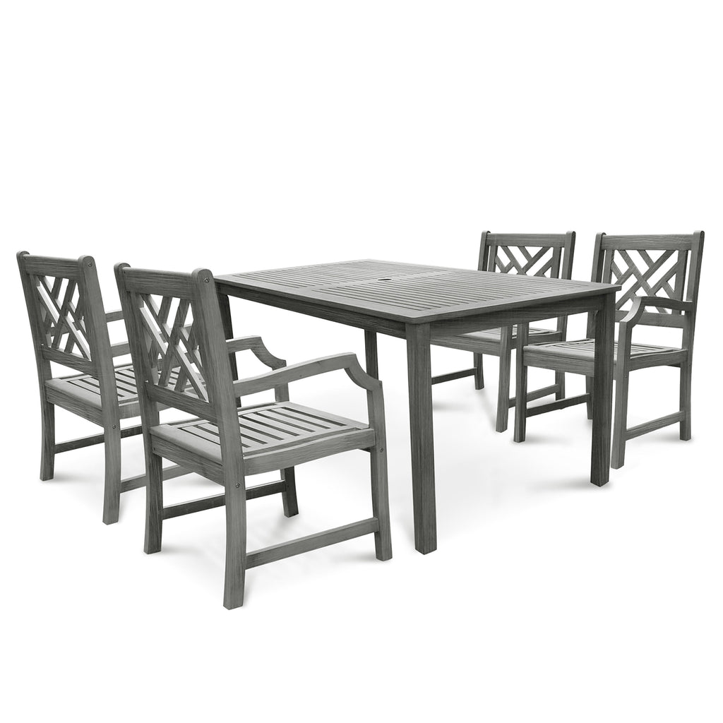 Renaissance Rectangular Table & Arm ChairOutdoor Hand-scraped Hardwood Hardwood Dining Set 8